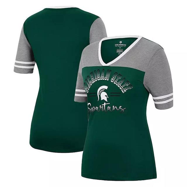 Womens Colosseum /Heathered Gray Michigan State Spartans There You Are V-Neck T-Shirt Product Image