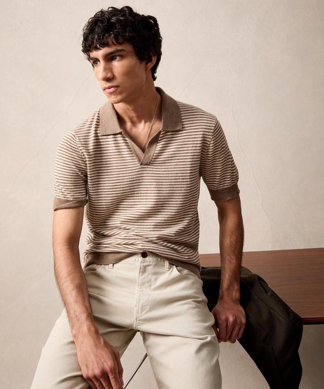 Premium Cashmere Montauk Polo in Dark Wheat Product Image