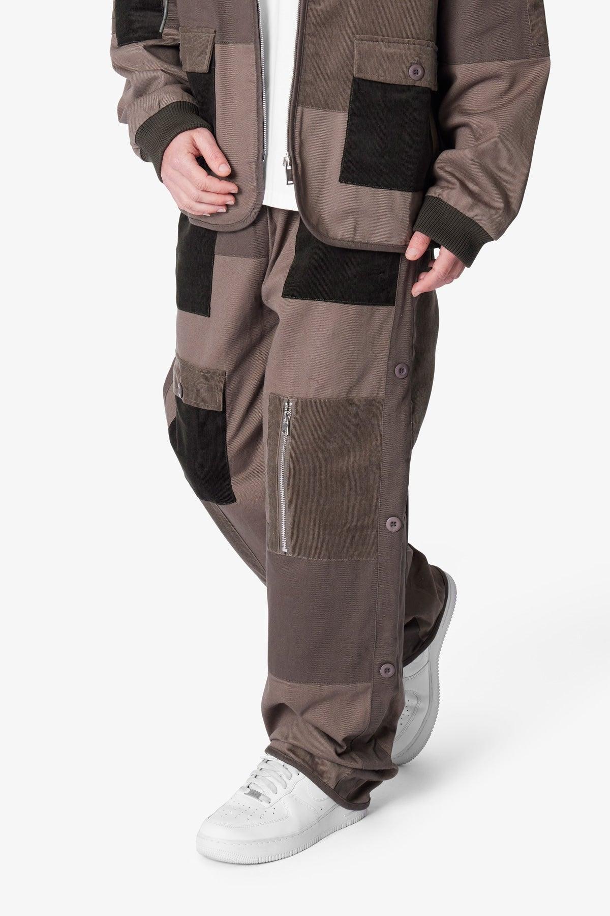 Dual Patchwork Cargo Pants - Olive Product Image