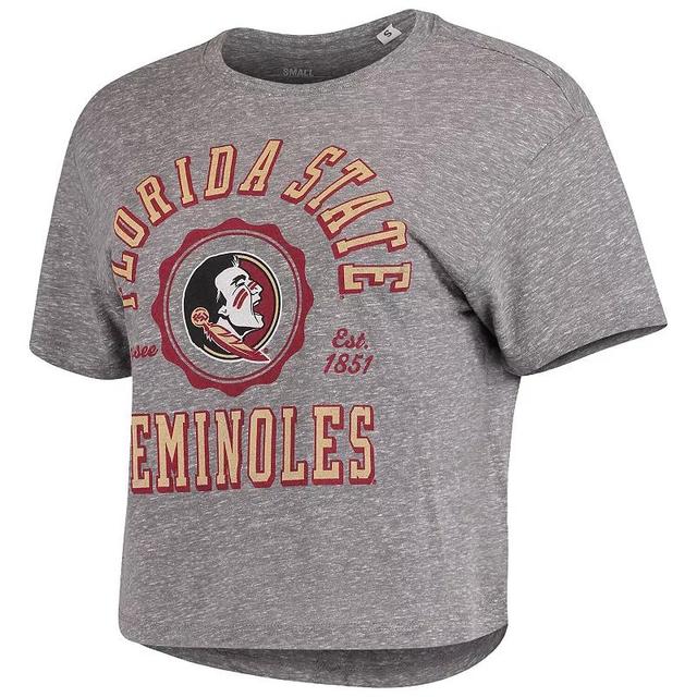 Womens Pressbox Gray Florida State Seminoles Bishop Tri-Blend Knobi Crop T-Shirt Product Image