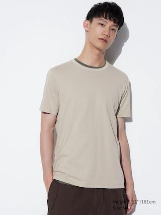 Mens Supima Cotton Crew Neck T-Shirt Beige XS UNIQLO US Product Image