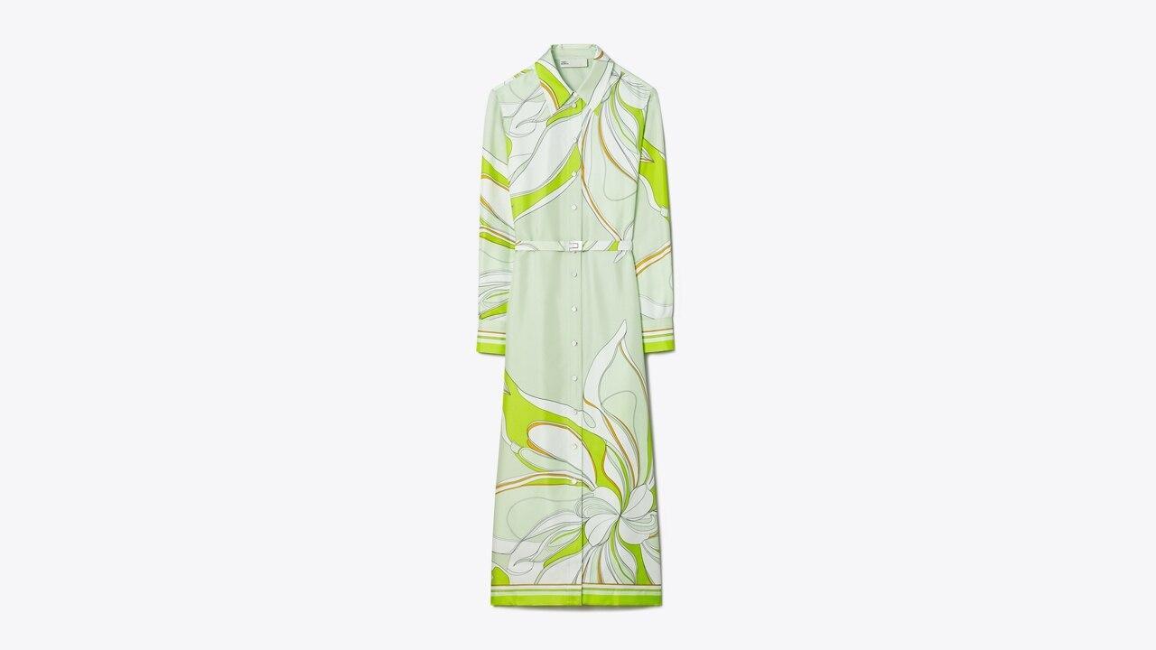 Printed Silk Shirtdress Product Image