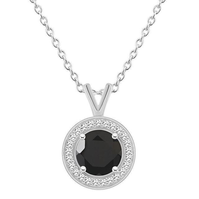 Cultured Freshwater Pearl & Diamond (1/8 ct. t.w.) Halo Pendant Necklace in Sterling Silver (Also in Onyx & Labradorite) - Turquoise Product Image