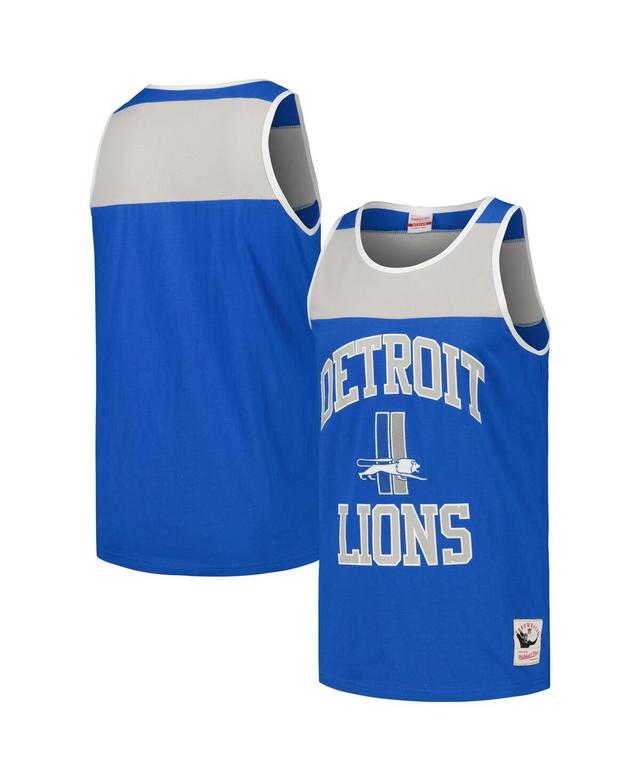 Mens Mitchell & Ness /Silver Detroit Lions Heritage Colorblock Tank Top Product Image