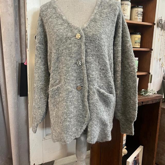 Long Fuzzy Boucle Cardigan Product Image