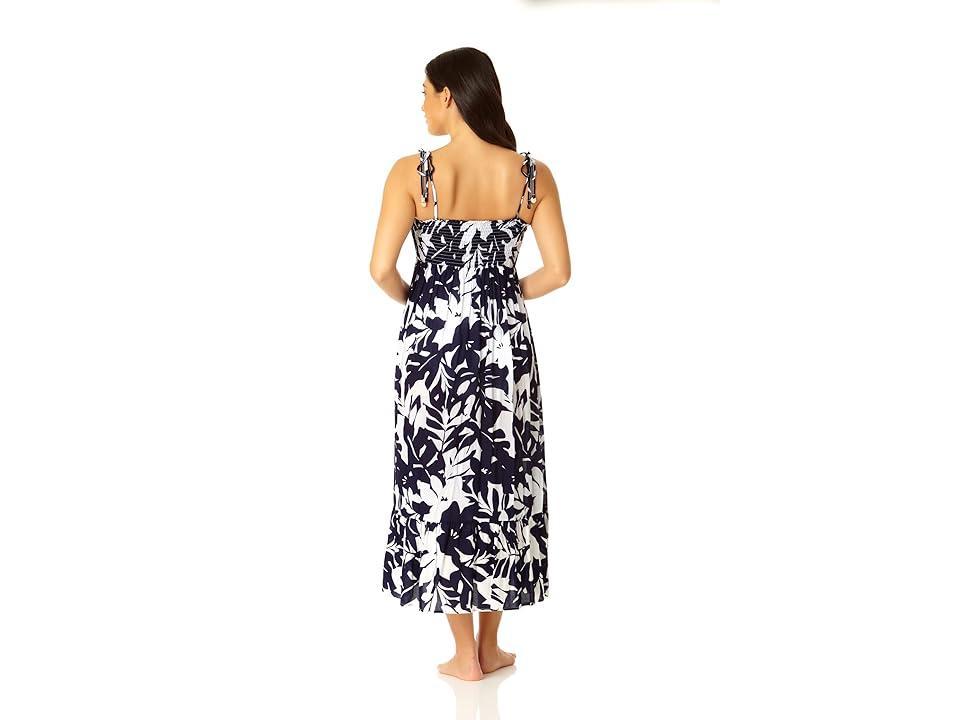 Anne Cole Smocked Dress (Navy White) Women's Swimwear Product Image