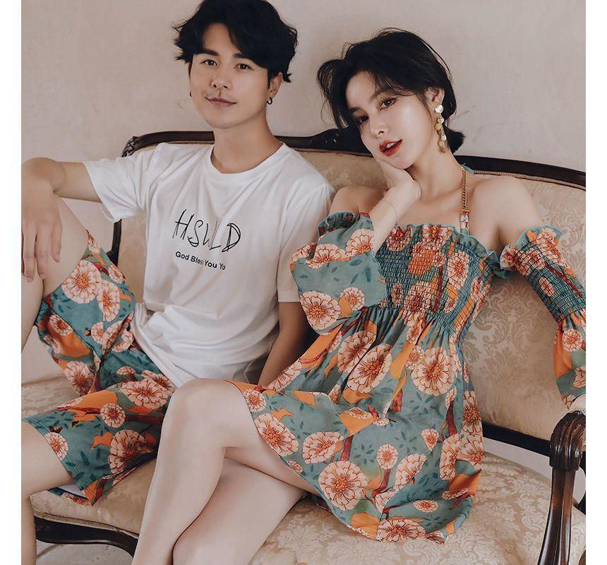 Couple Matching Print Swim Shorts / T-Shirt / Bikini Top / Bottom / Swim Dress / Oversleeves / Set Product Image