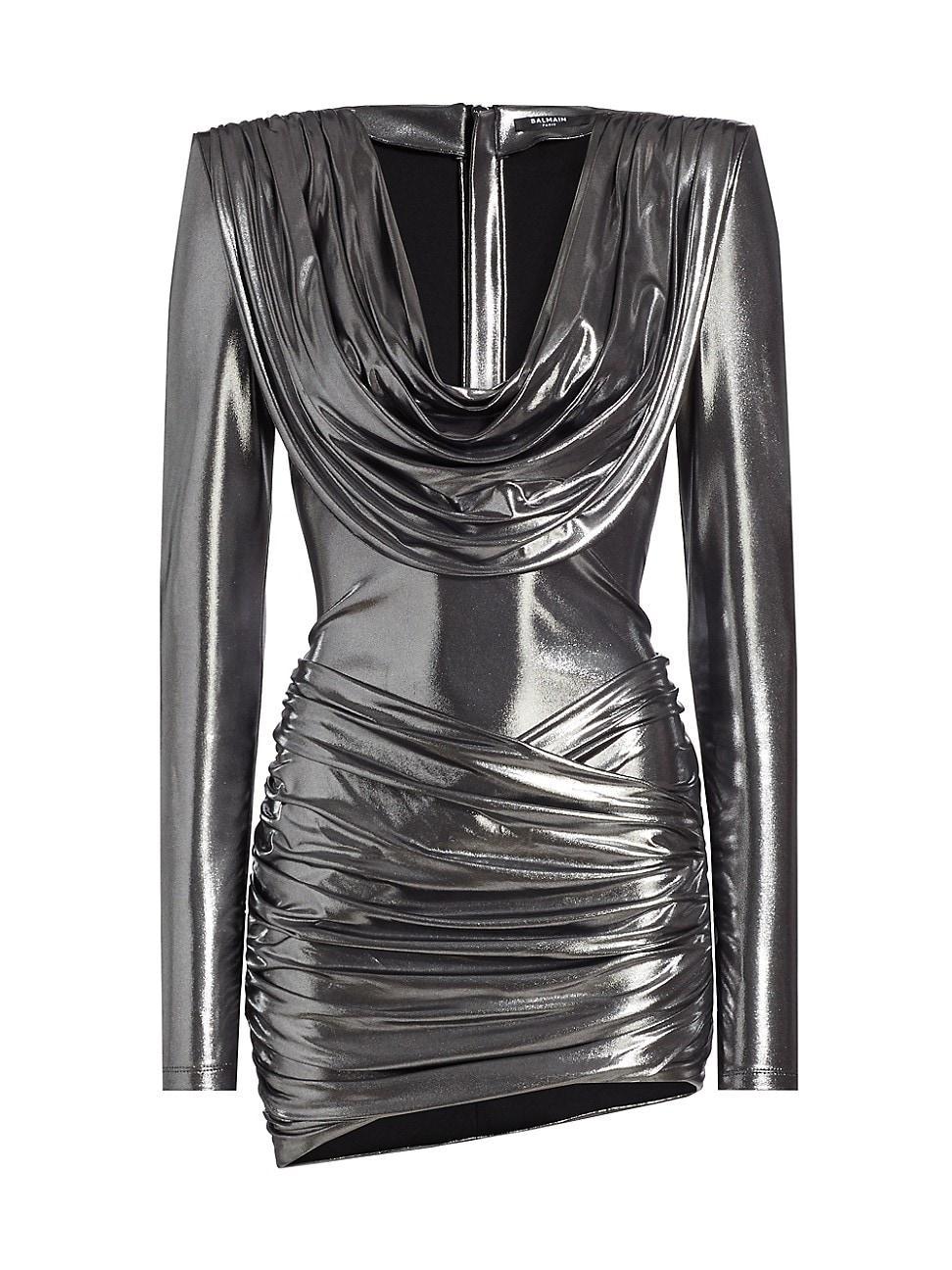 Womens Metallic Cowlneck Minidress Product Image