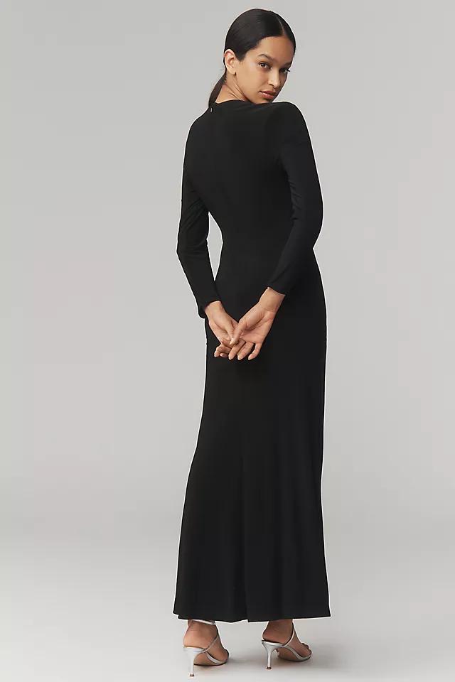 Mac Duggal Long-Sleeve Embellished Side-Slit Maxi Dress Product Image