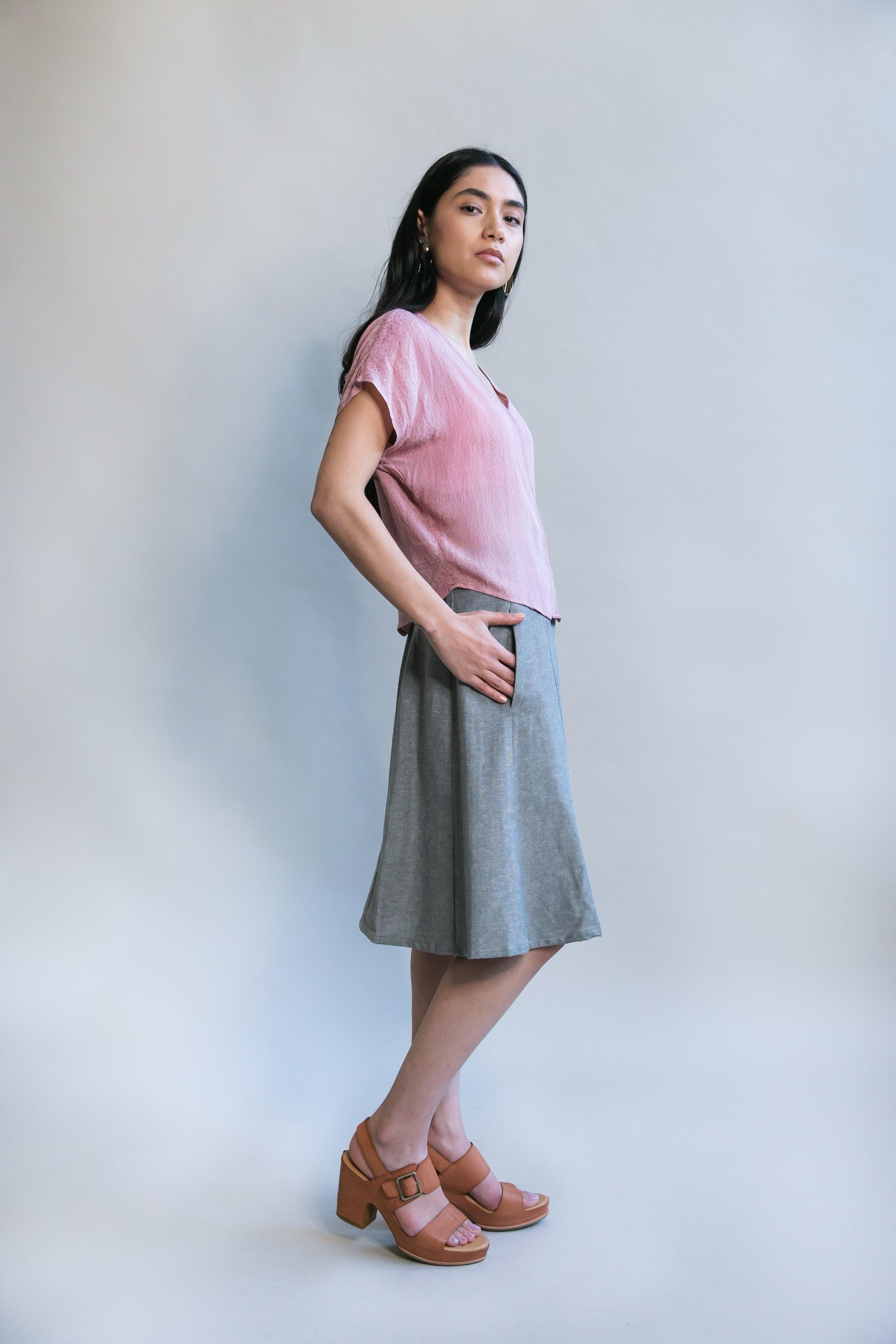 Bae Skirt in Taupe Linen Product Image