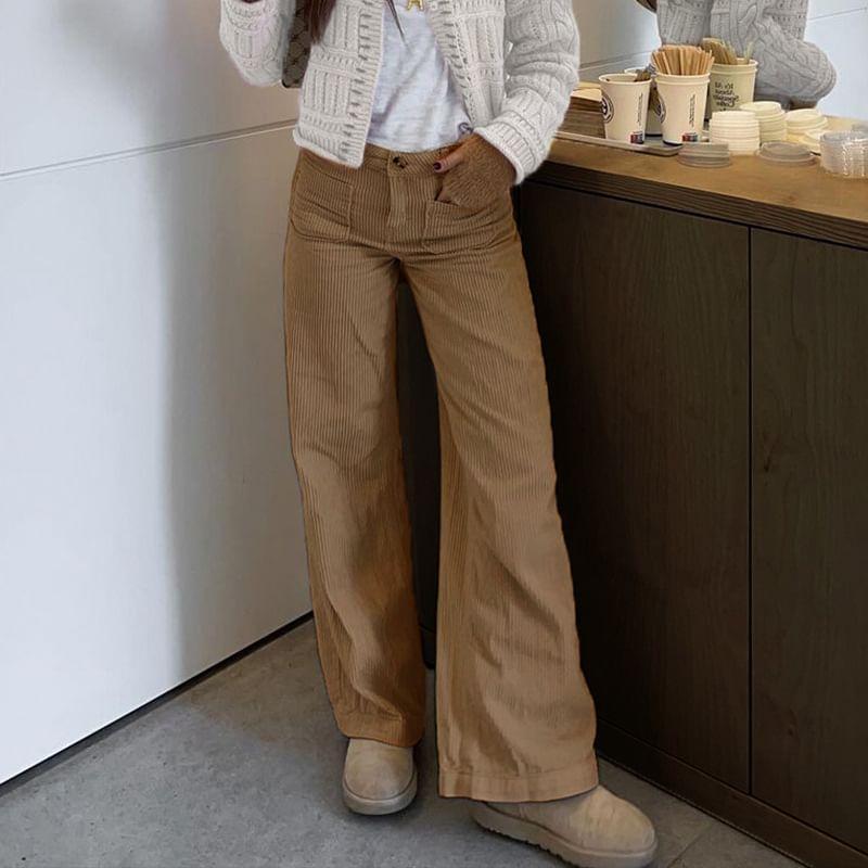 High Rise Corduroy Wide Leg Pants Product Image