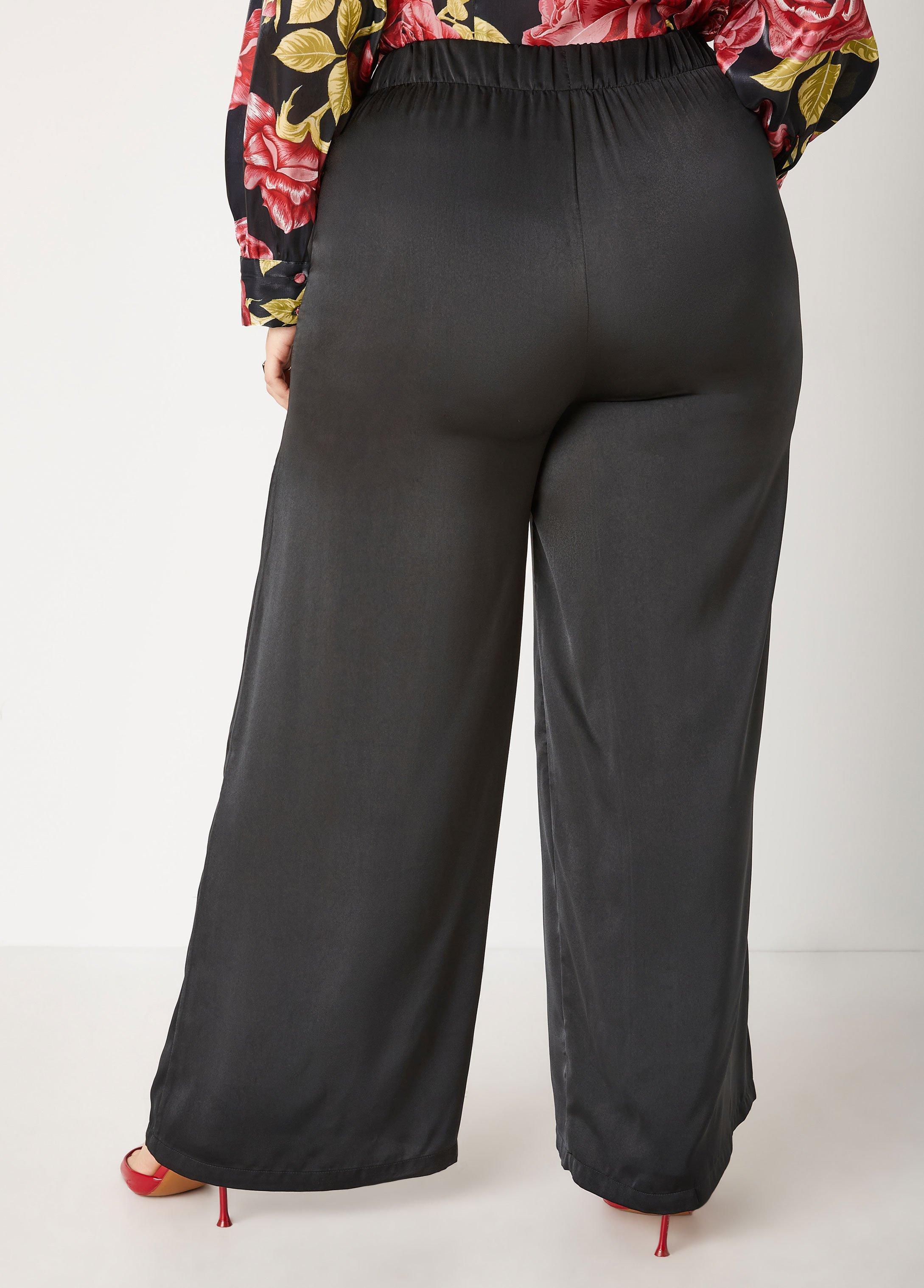 Satin High Rise Wide Leg Pants Product Image