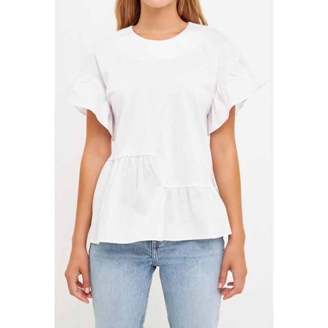 English Factory Womens Drop Shoulder Mixed Media Top Product Image