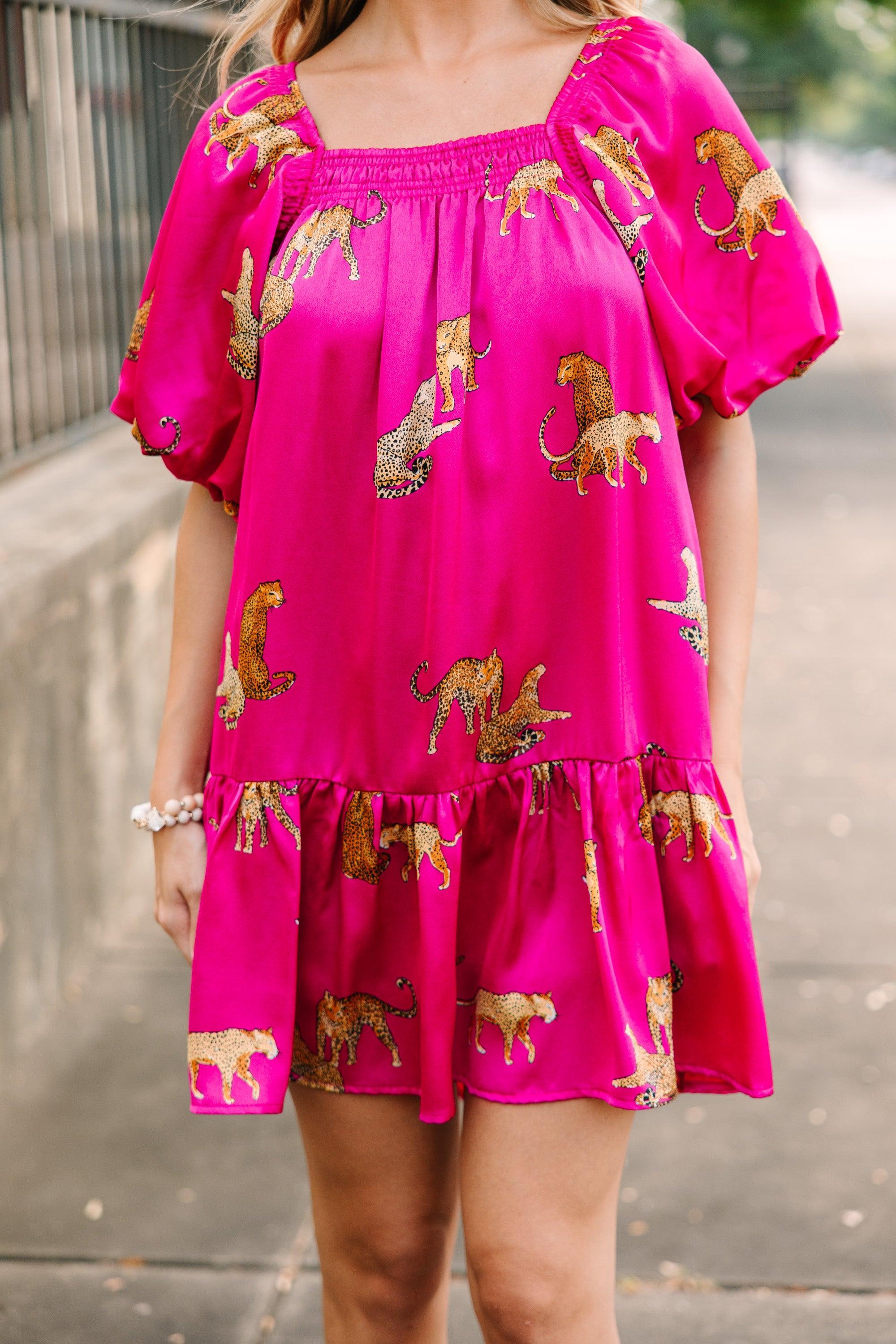 Ready For The Day Fuchsia Pink Cheetah Print Dress Female Product Image