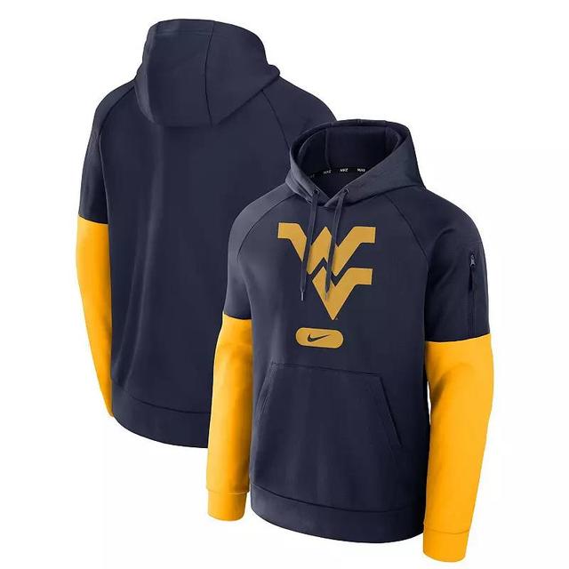 Mens Nike West Virginia Mountaineers Fitness Performance Pullover Hoodie Blue Product Image