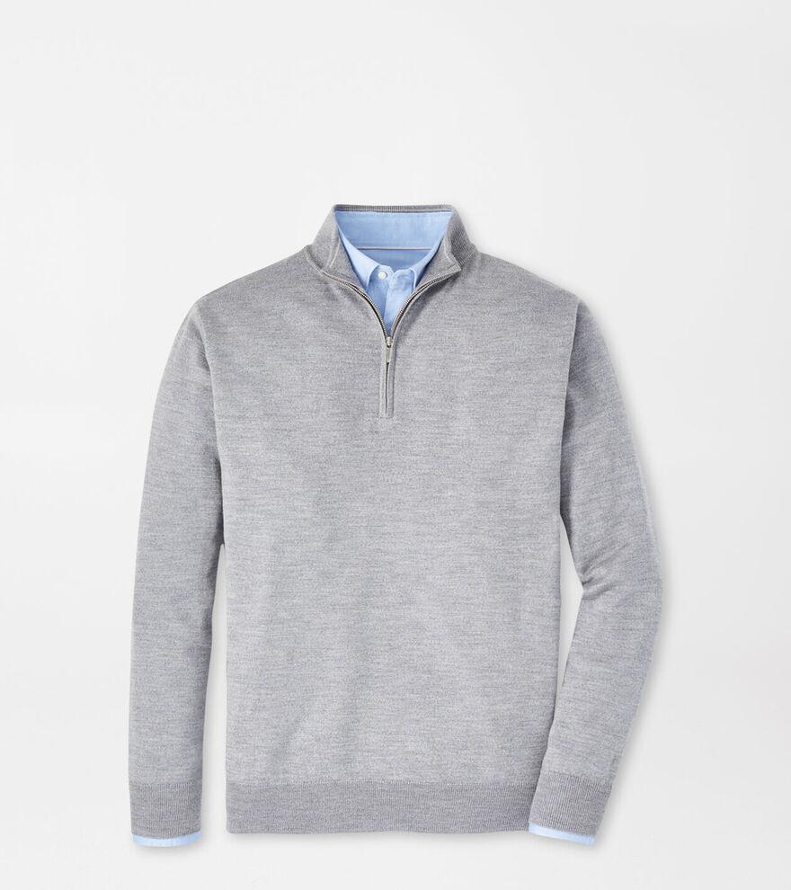 Peter Millar Mens Autumn Crest Quarter-Zip | Color: British Grey | Size: XXL Product Image