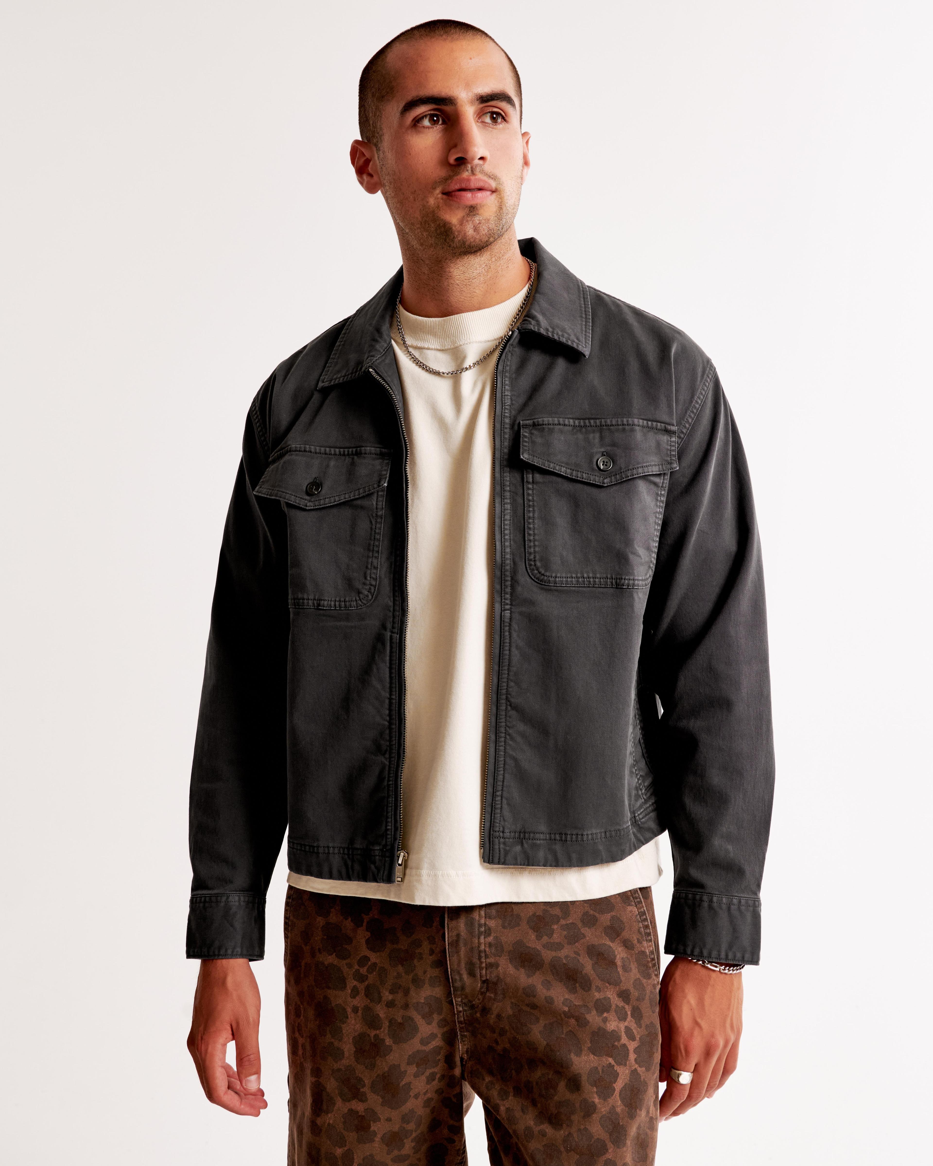 Cropped Twill Zip Shirt Jacket Product Image