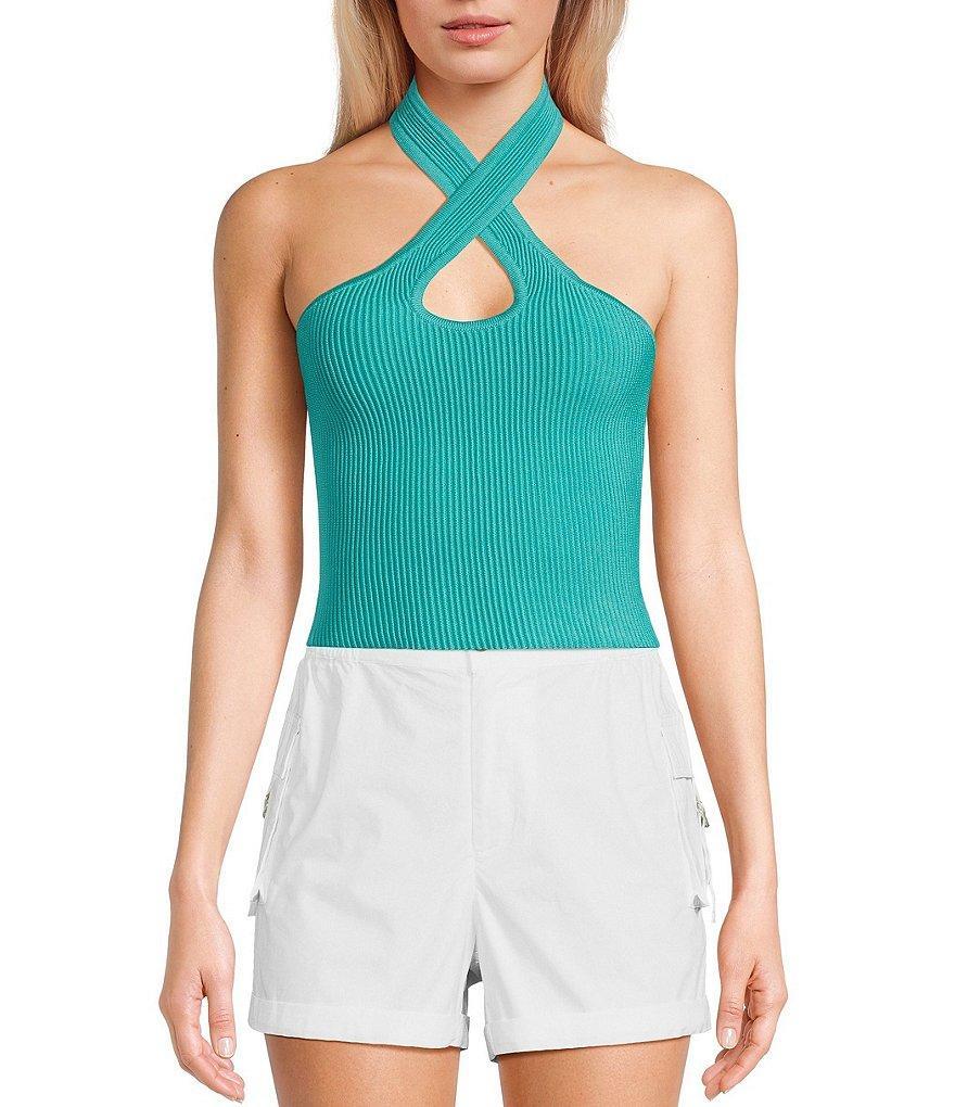 GB Twist Neck Keyhole Ribbed Knit Tank Product Image