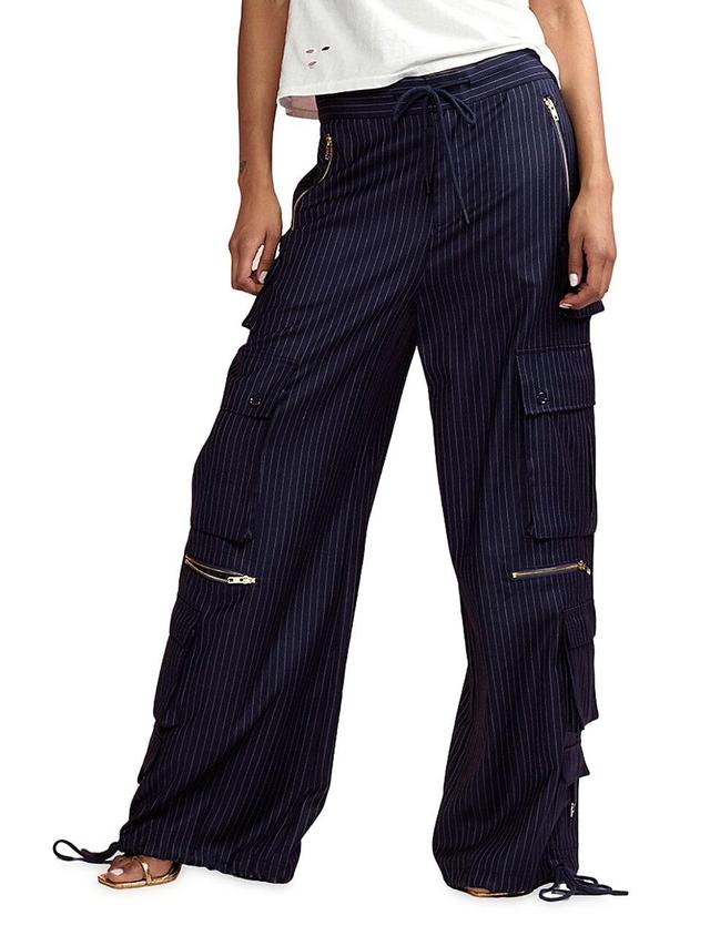 Womens Pinstriped Cargo Pants Product Image