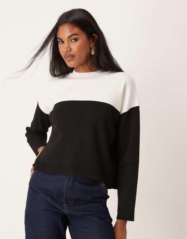 Mango contrast base sweater in white Product Image