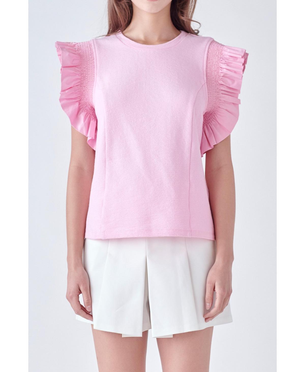 English Factory Womens Mixed Media Knit Top Product Image