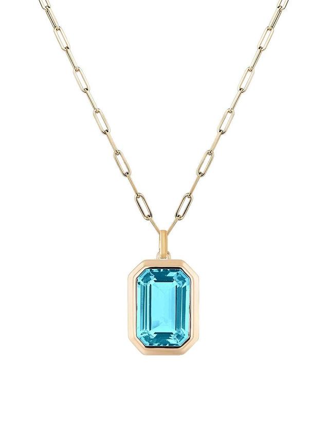 Womens Manhattan 18K Yellow Gold & Blue Topaz Pendant Necklace Product Image