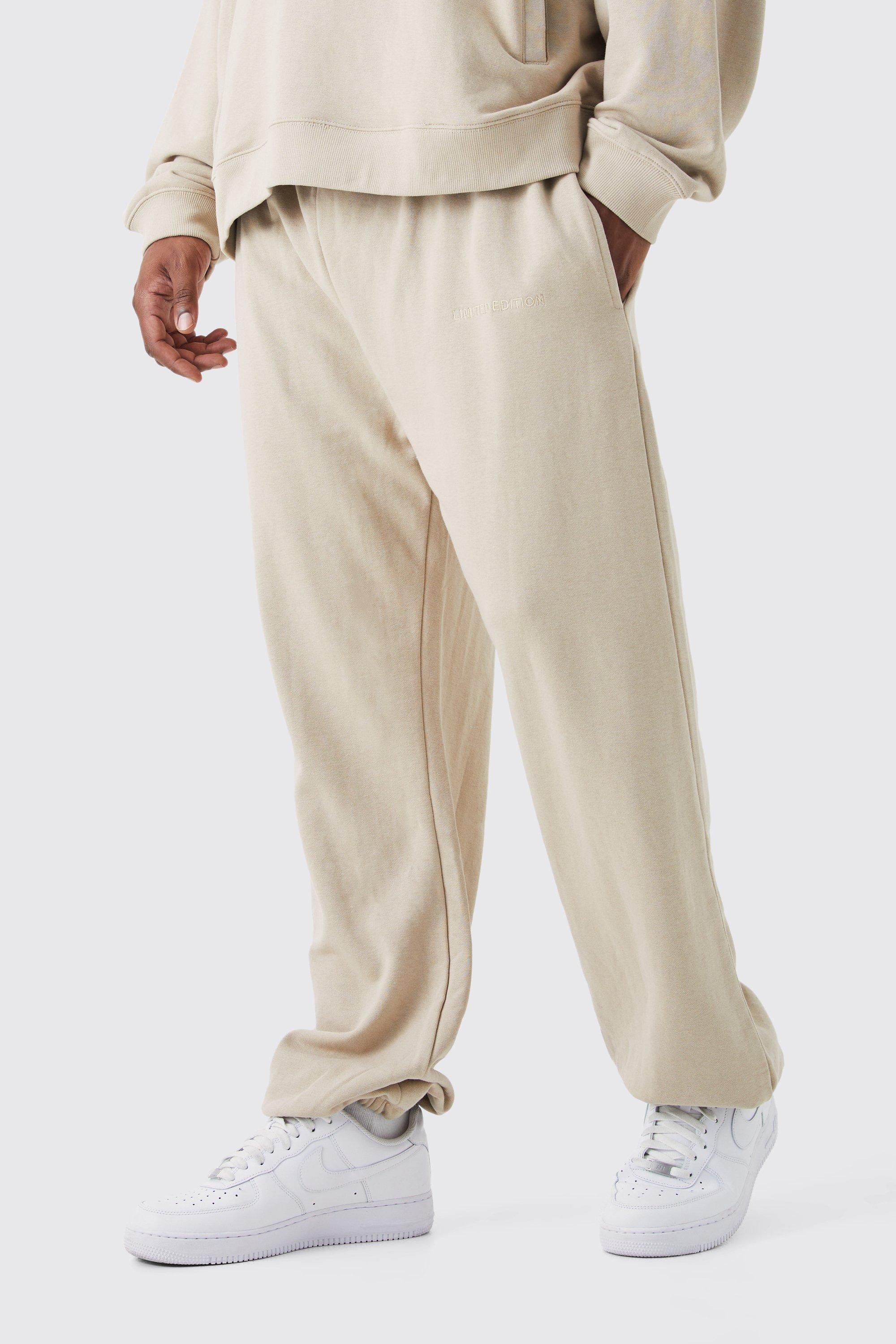 Mens Beige Plus Relaxed Fit Loopback Jogger, Beige product image