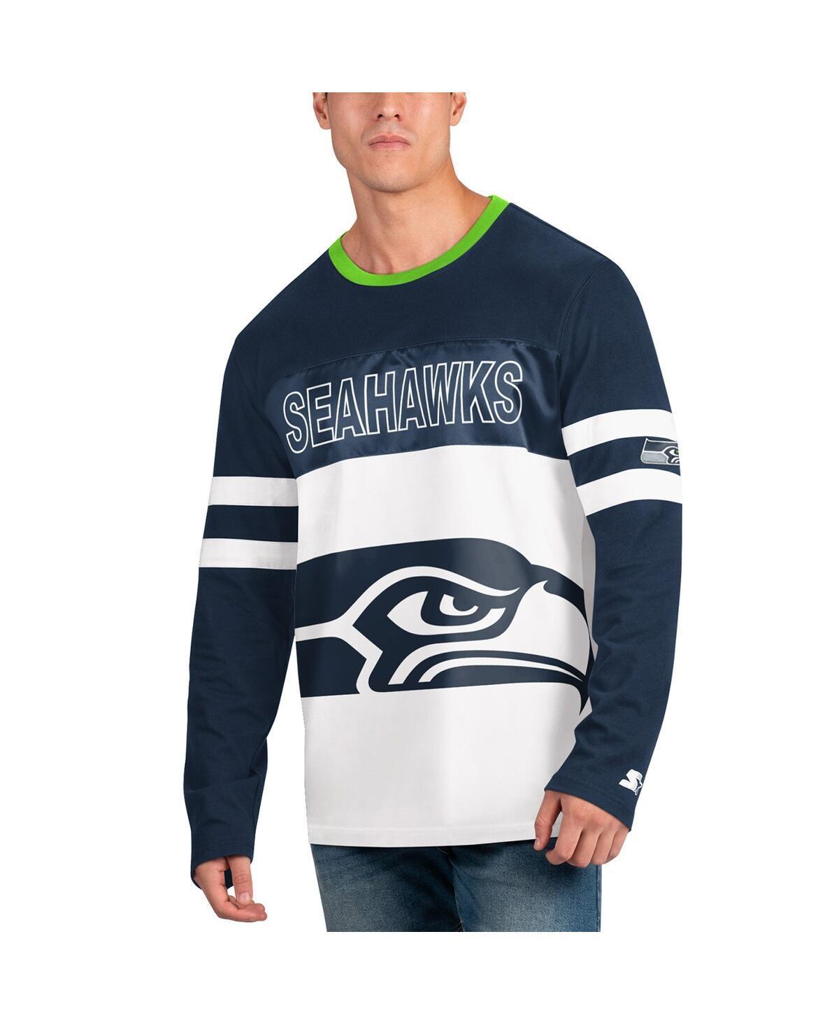 Mens Starter College Navy Seattle Seahawks Halftime Long Sleeve T-shirt - College Navy Product Image