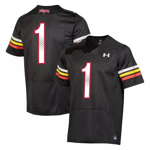 Mens Under Armour #1 Black Maryland Terrapins Replica Football Jersey - Black Product Image