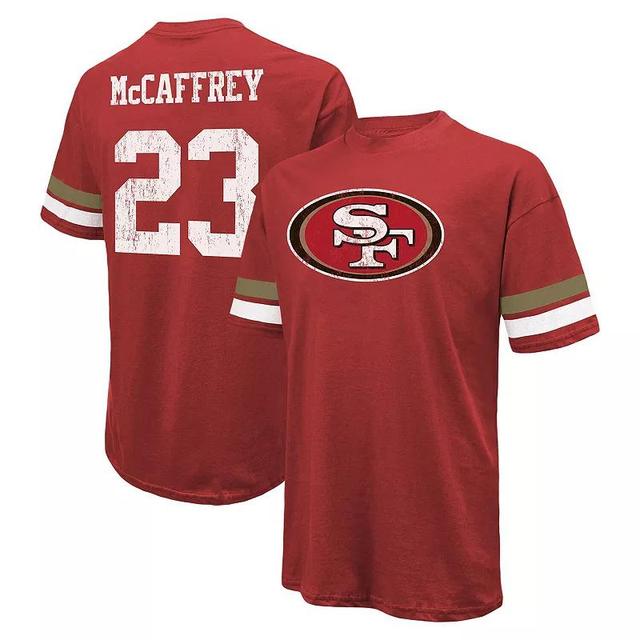 Mens Majestic Threads Christian McCaffrey Scarlet San Francisco 49ers Name & Number Oversize Fit T-Shirt Product Image