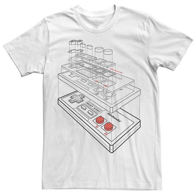 Mens Super Nintendo Controller Schematics Tee Product Image