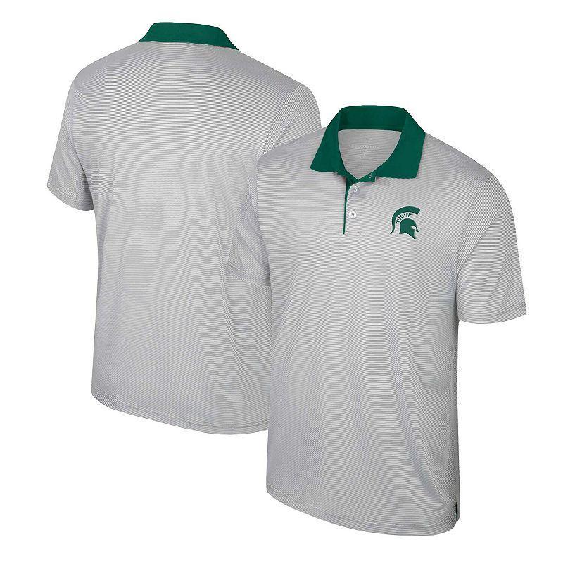 Mens Colosseum Gray Michigan State Spartans Tuck Striped Polo Product Image