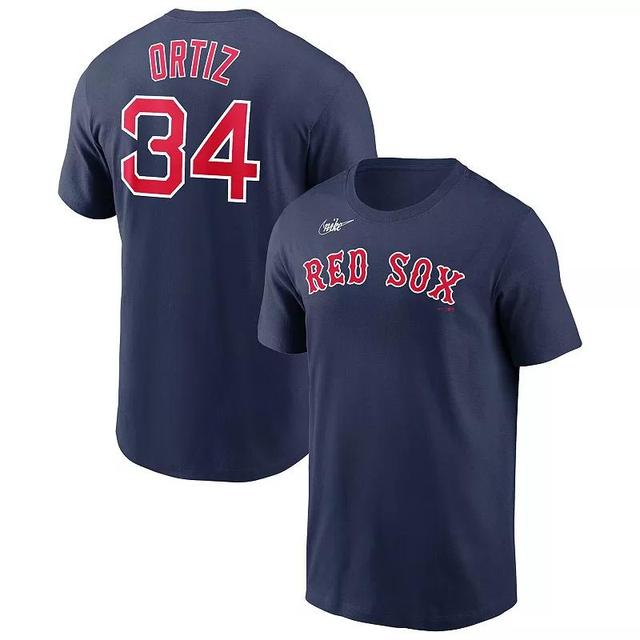 Mens Nike David Ortiz Boston Red Sox Name & Number Logo T-Shirt Blue Product Image