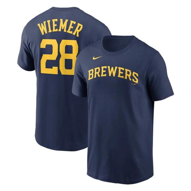 Mens Nike Joey Wiemer Milwaukee Brewers Name & Number T-Shirt Blue Product Image