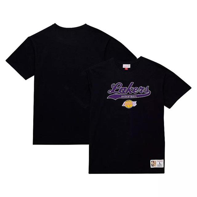 Mens Mitchell & Ness Los Angeles Lakers Hardwood Classics Felt Applique Slub T-Shirt Product Image