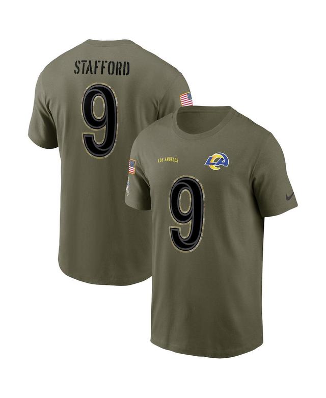 Mens Nike Matthew Stafford Olive Los Angeles Rams 2022 Salute To Service Name and Number T-shirt Product Image