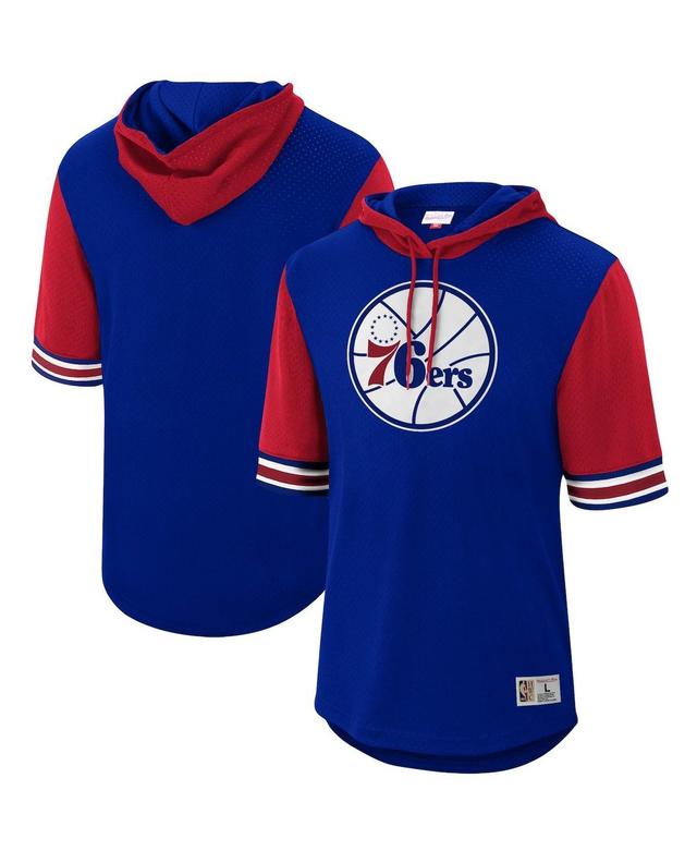 Mens Mitchell & Ness Royal Philadelphia 76ers Hardwood Classics Buzzer Beater Mesh Pullover Hoodie Product Image