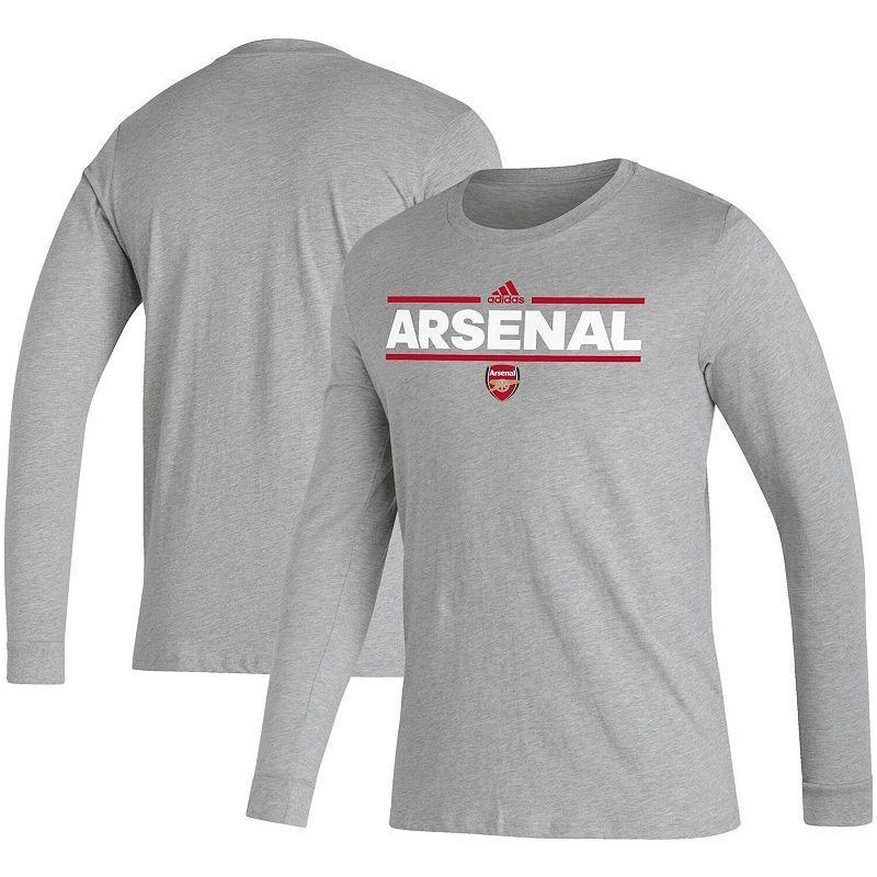 Mens adidas Heather Gray Arsenal AEROREADY Dassler Long Sleeve T-Shirt Grey Product Image