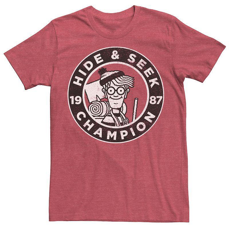 Mens Wheres Waldo Hide And Seek Champion Graphic Tee Red Grey Product Image