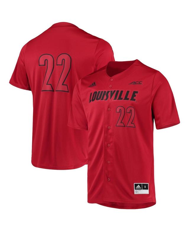 Mens adidas #22 Louisville Cardinals Button-Up Baseball Jersey Product Image