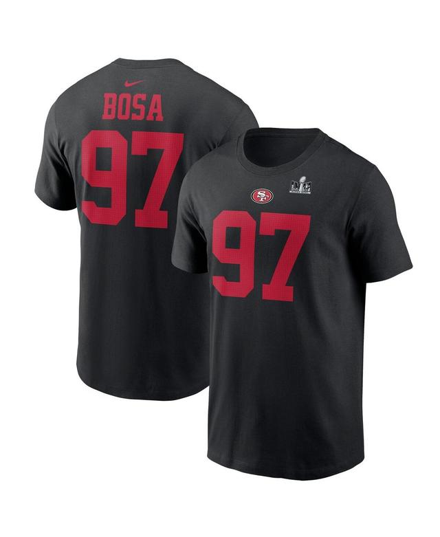 Mens Nike George Kittle Black San Francisco 49ers Super Bowl Lviii Patch Player Name and Number T-shirt Product Image