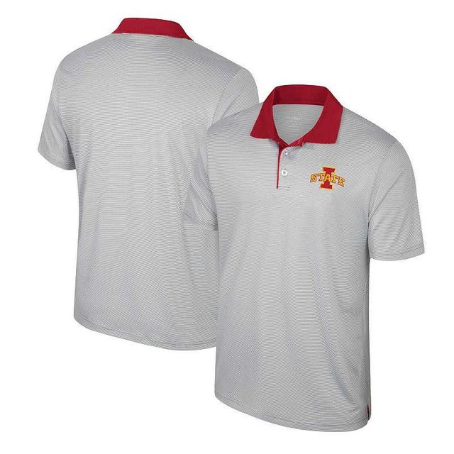 Mens Colosseum Gray Iowa State Cyclones Tuck Striped Polo Product Image