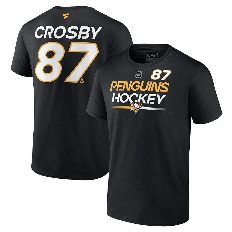 Mens Fanatics Branded Sidney Crosby Black Pittsburgh Penguins Authentic Pro Prime Name & Number T-Shirt Product Image