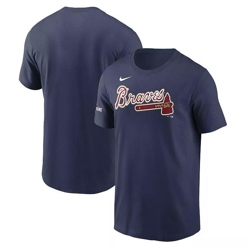 Mens Nike Atlanta Braves 2022 Gold Program Wordmark T-Shirt Blue Product Image