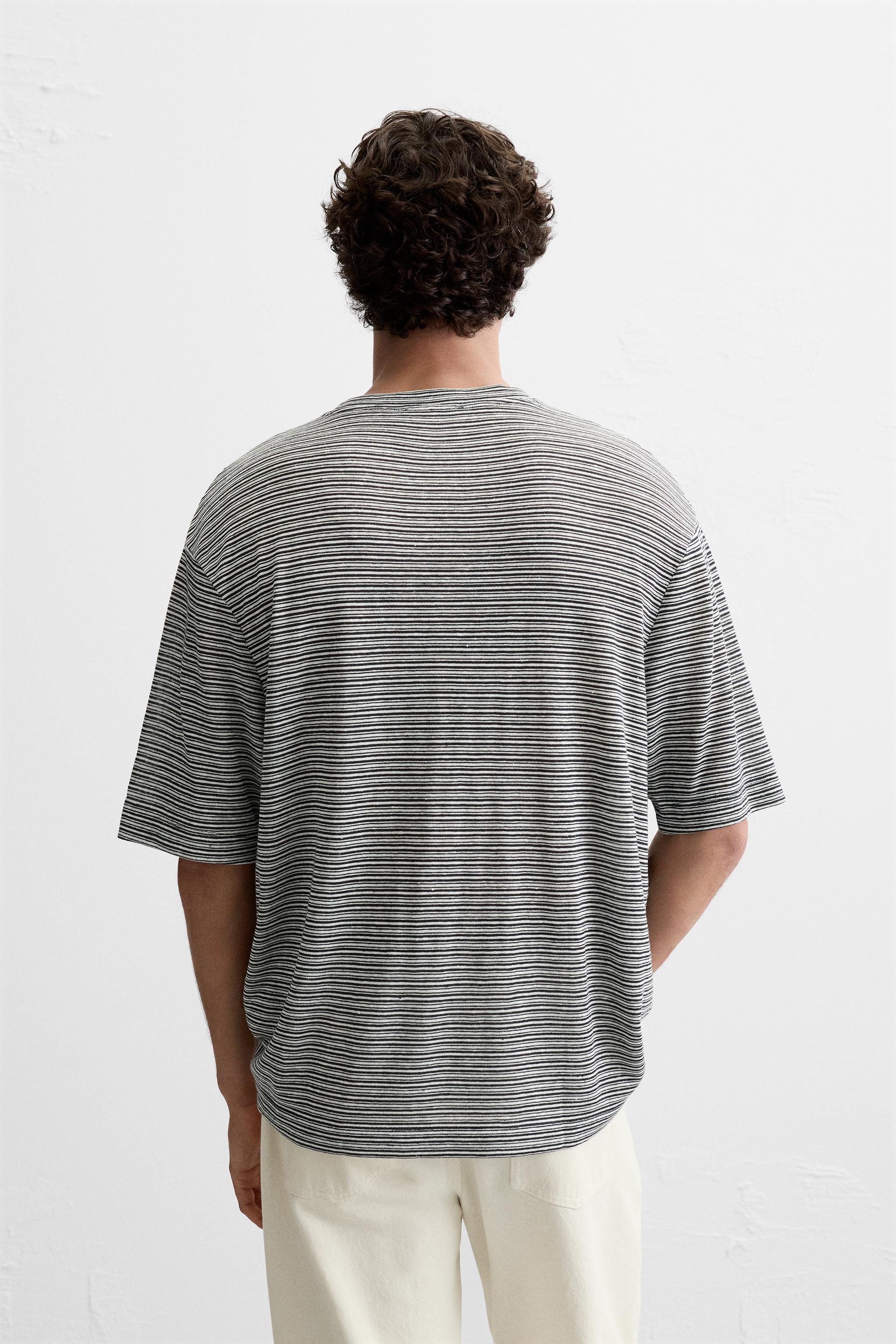 STRIPED HEMP - VISCOSE T-SHIRT Product Image