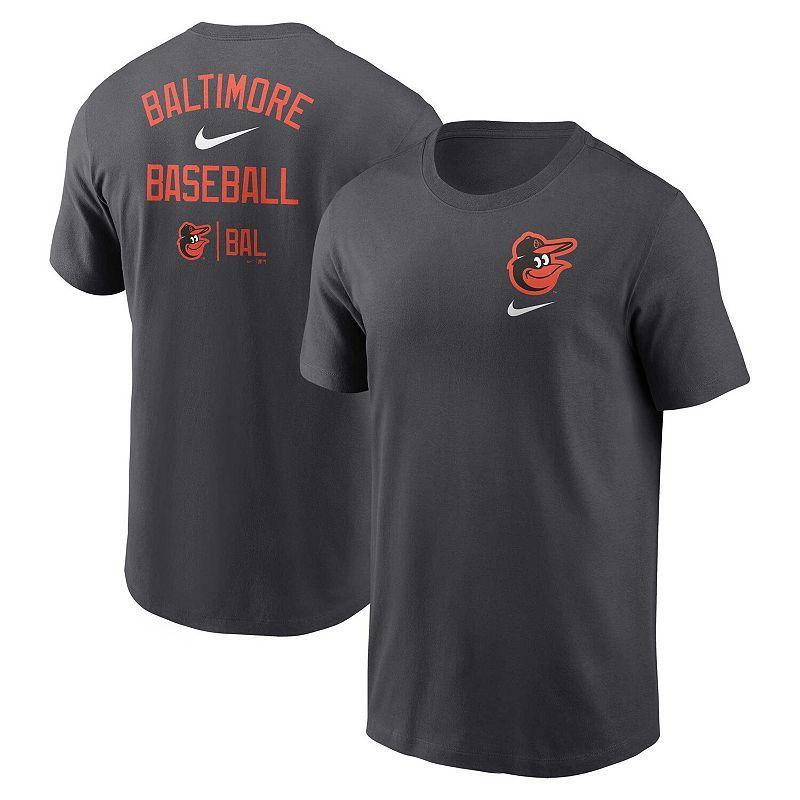 Mens Nike Charcoal Baltimore Orioles Logo Sketch Bar T-shirt Product Image