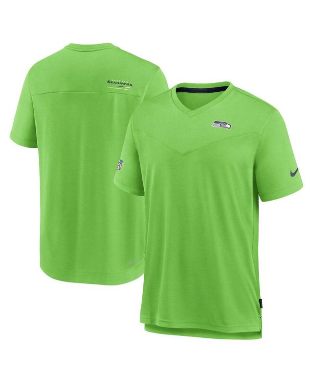 Mens Nike Neon Green Seattle Seahawks 2022 Sideline Coach Chevron Lock Up Performance V-Neck T-shirt Product Image