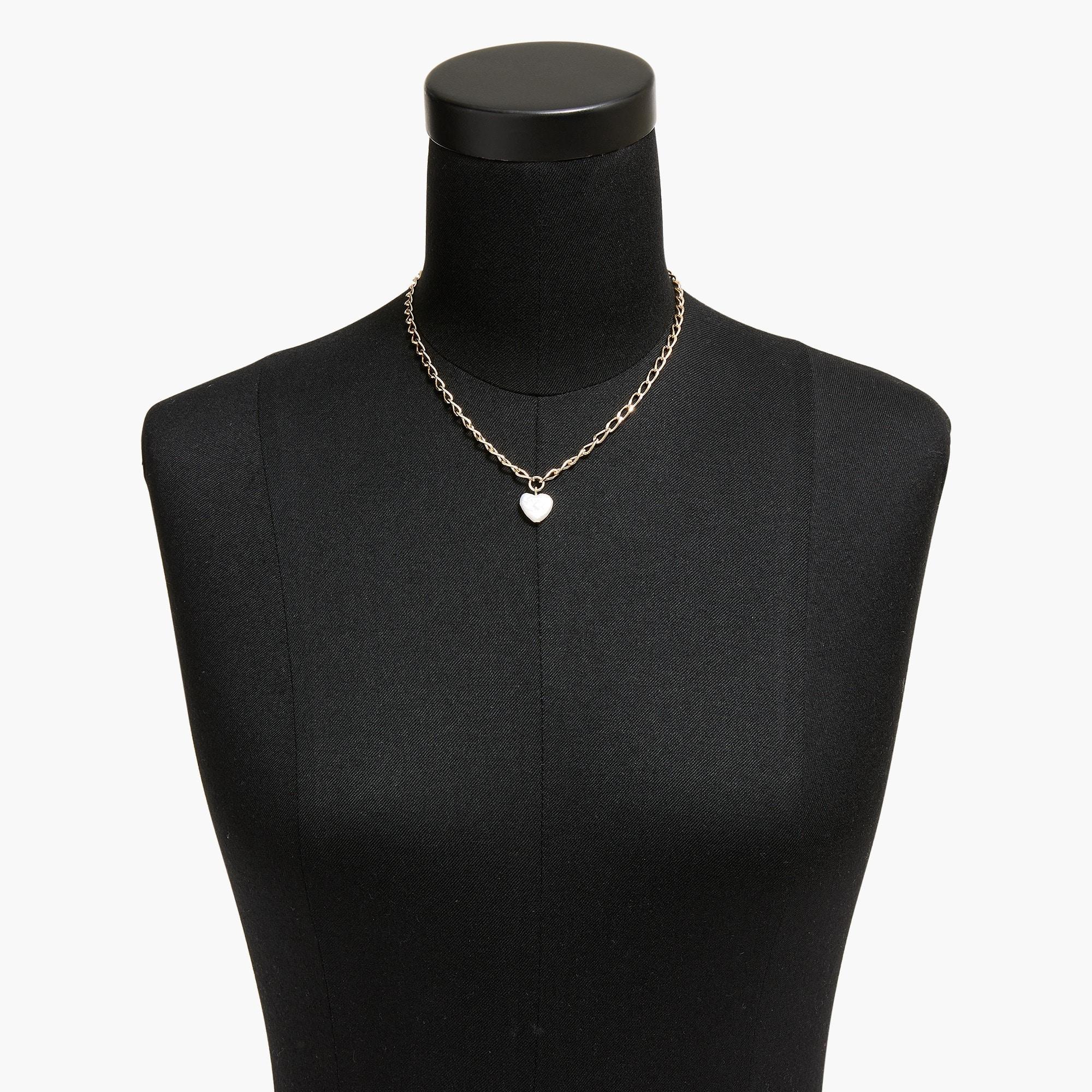 Pearl heart pendant layering necklace Product Image