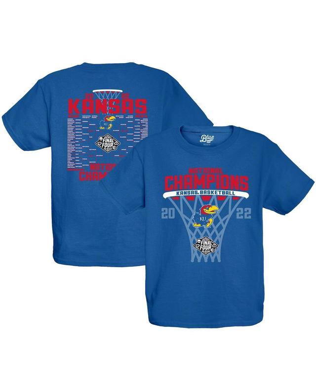 Big Boys Blue 84 Royal Kansas Jayhawks 2022 Ncaa Mens Basketball National Champions Bracket T-shirt Product Image