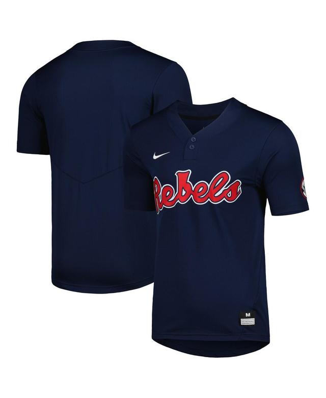 Mens Nike Ole Miss Rebels 2-Button Replica Baseball Jersey Blue Product Image